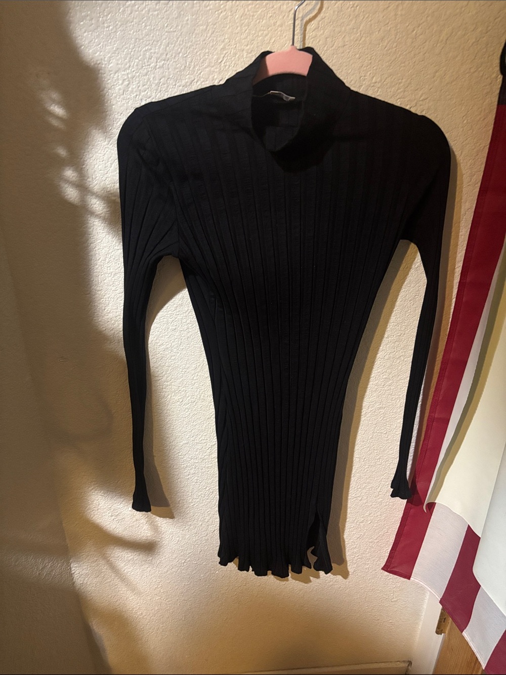 Reformation Black Ribbed Knit Dress